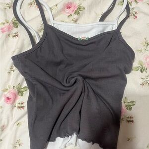 Women's Gray and White Two-in One Tank Top
